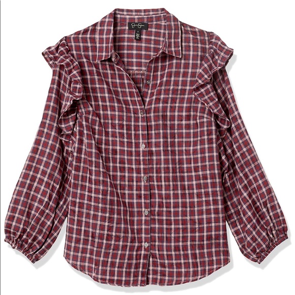 NWT Jessica Simpson Dylan’s Plaid Sadie Blouse M - Picture 12 of 12